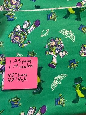 Disney Toy Story Buzz Lightyear Flannel Fabric 1.25 yard